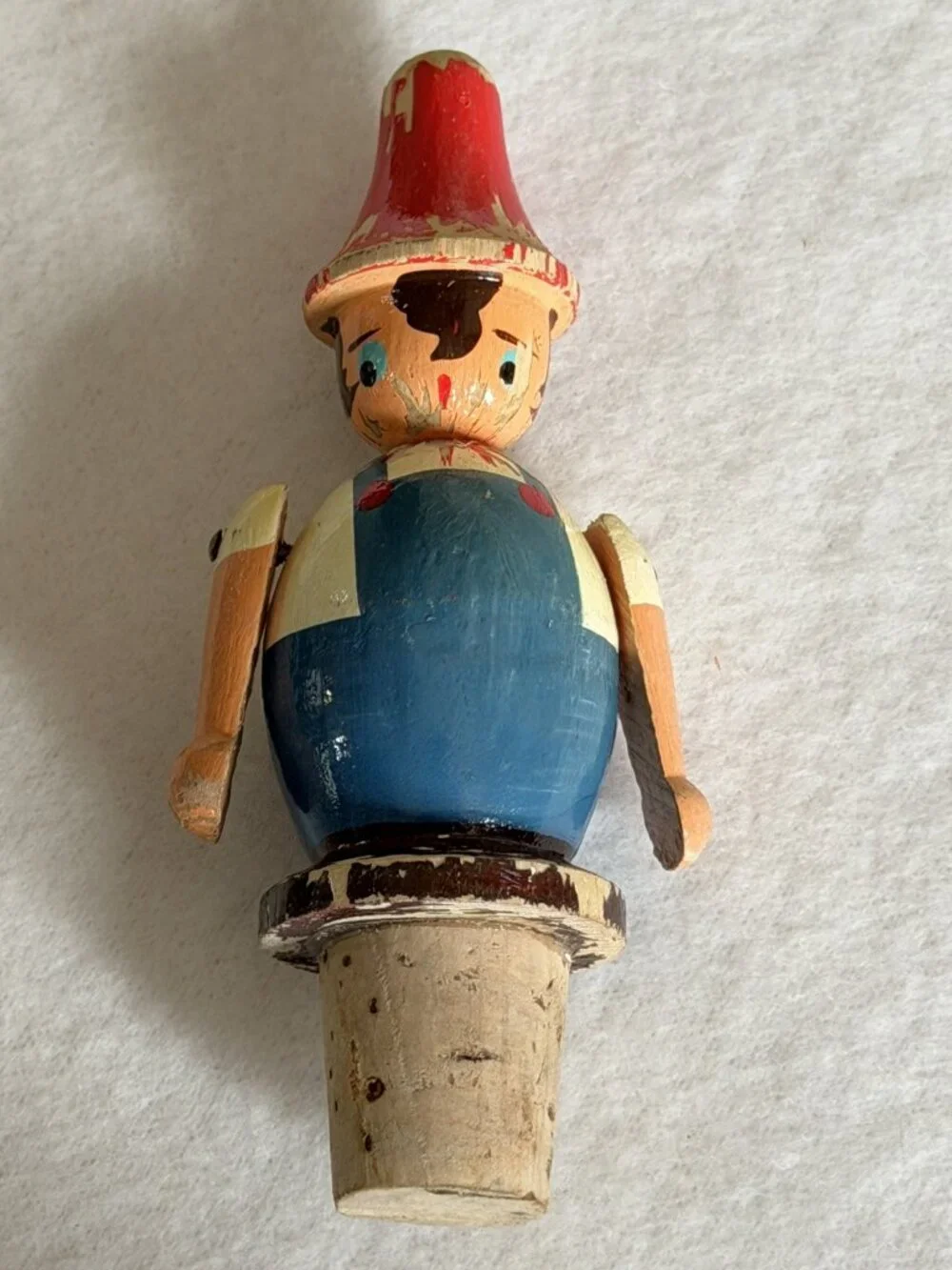 Vintage Wooden Figural Bar Tool Set Bench Corkscrew Bottle Opener folk Art
